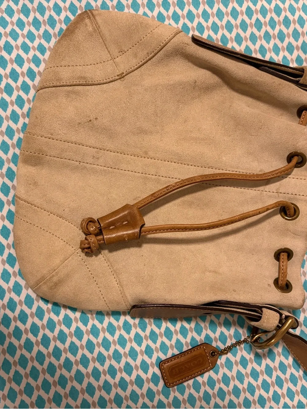 Vintage Coach Suede Drawstring Crossbody
